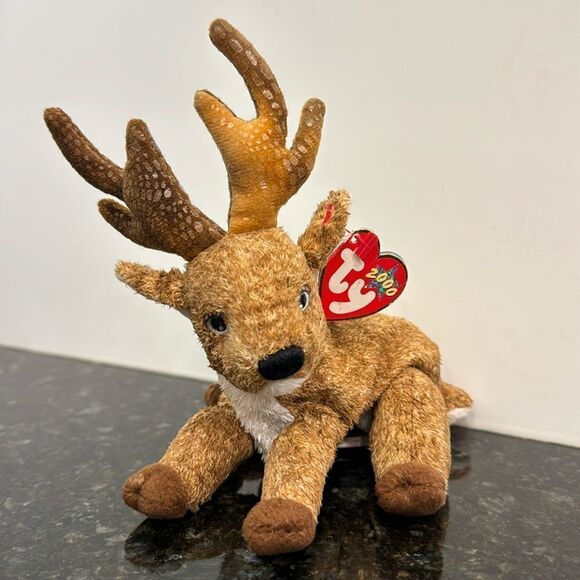 Vintage Ty Beanie Baby 'Roxie' the Reindeer (6 inch) with ear tag - Picture 1 of 9